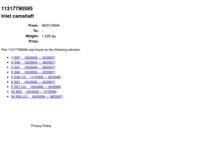 bontott BMW 3 E90 Vezérműtengely (Magában)