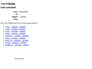 bontott BMW 3 E90 Vezérműtengely (Magában)