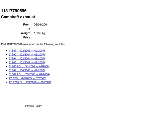 bontott BMW 3 E90 Vezérműtengely (Magában)