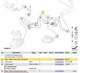 bontott BMW 3 E90 Vízcső