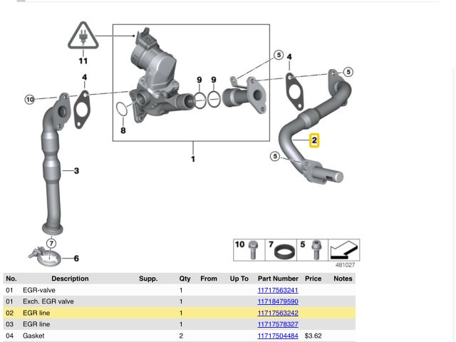 bontott BMW 3 E90 EGR Hűtő Cső