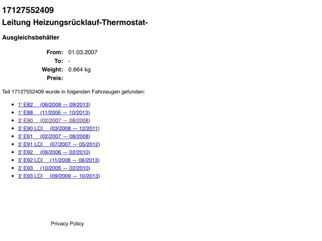 bontott BMW 3 E90 Vízcső