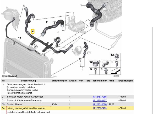 bontott BMW 3 E90 Vízcső