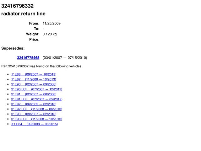 bontott BMW 3 E90 Szervócső