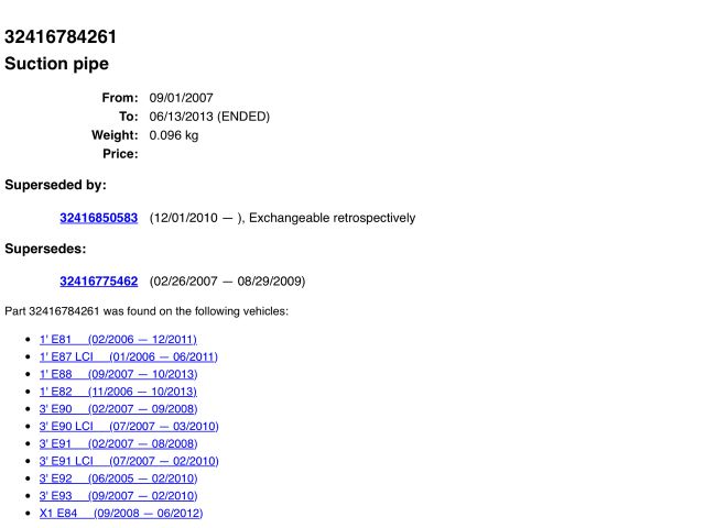 bontott BMW 3 E90 Szervócső