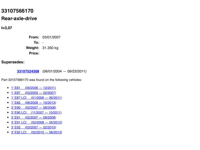 bontott BMW 3 E90 Hátsó Differenciálmű