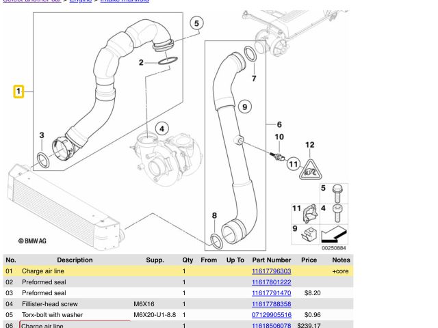 bontott BMW 3 E90 Turbócső