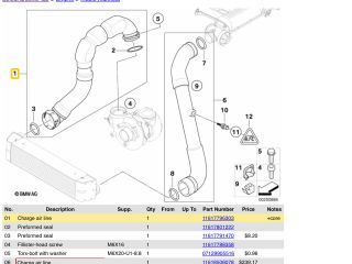 bontott BMW 3 E90 Turbócső