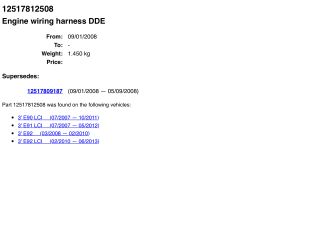 bontott BMW 3 E90 Motor Kábelköteg