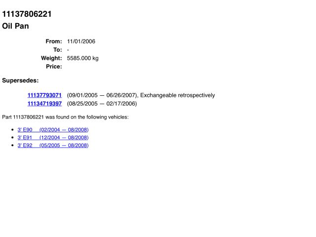 bontott BMW 3 E90 Olajteknő