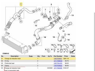 bontott BMW 3 E90 Turbócső