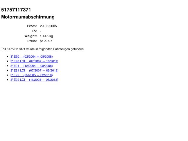 bontott BMW 3 E90 Alsó Motorburkolat
