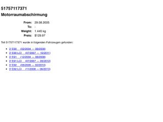 bontott BMW 3 E90 Alsó Motorburkolat