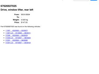 bontott BMW 3 E90 Bal hátsó Ablakemelő Szerkezet (Elektromos)