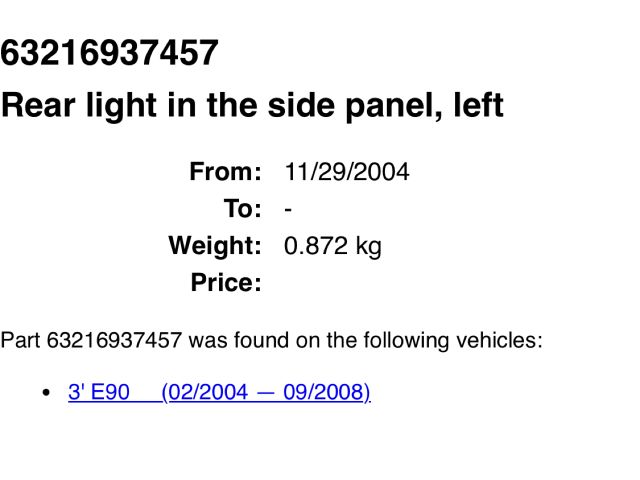 bontott BMW 3 E90 Bal Hátsó Lámpa