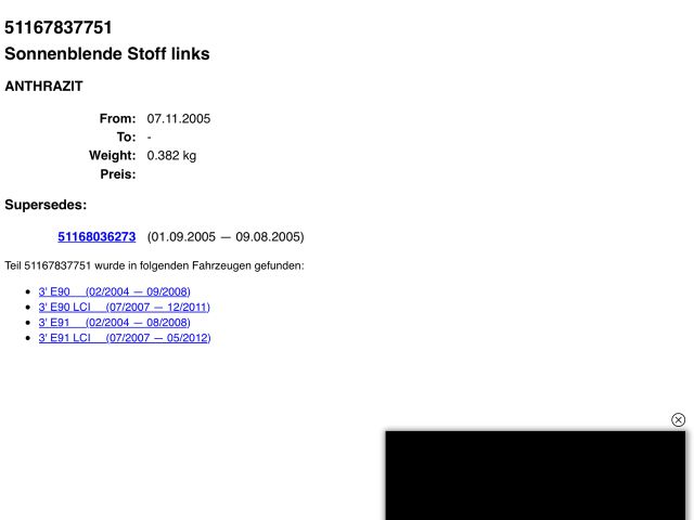 bontott BMW 3 E90 Bal Napellenző