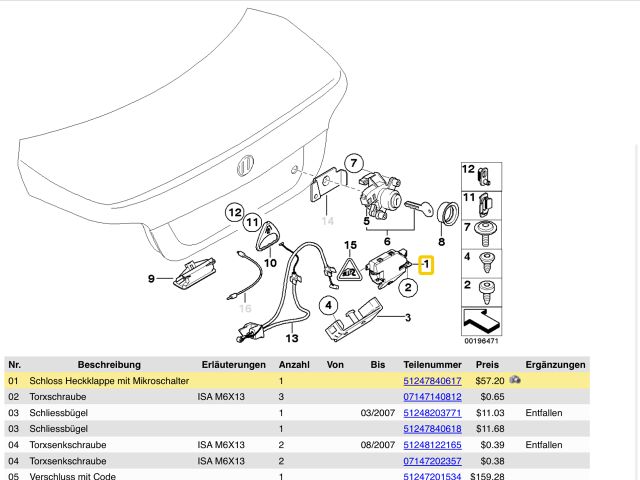 bontott BMW 3 E90 Csomagtérajtó Zárszerkezet