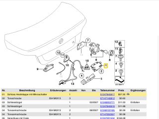 bontott BMW 3 E90 Csomagtérajtó Zárszerkezet