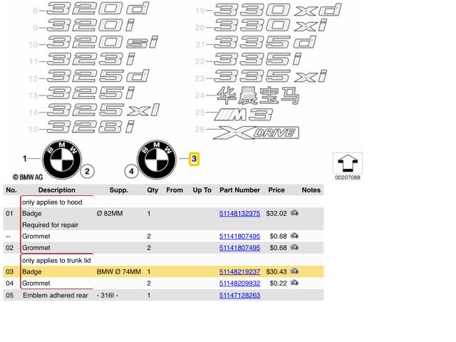 bontott BMW 3 E90 Hátsó Embléma