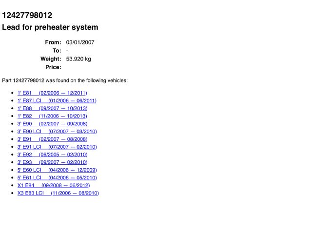 bontott BMW 3 E90 Izzító/Gyújtó Gyertya Kábel