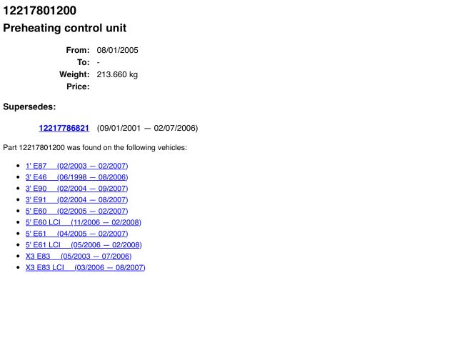 bontott BMW 3 E90 Izzító Relé