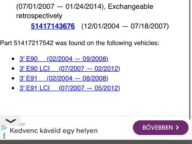 bontott BMW 3 E90 Jobb első Ajtó Kárpit