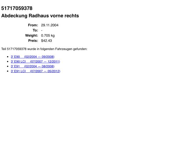 bontott BMW 3 E90 Jobb első Hátsó Dobbetét (Kerékjárati, Műanyag)