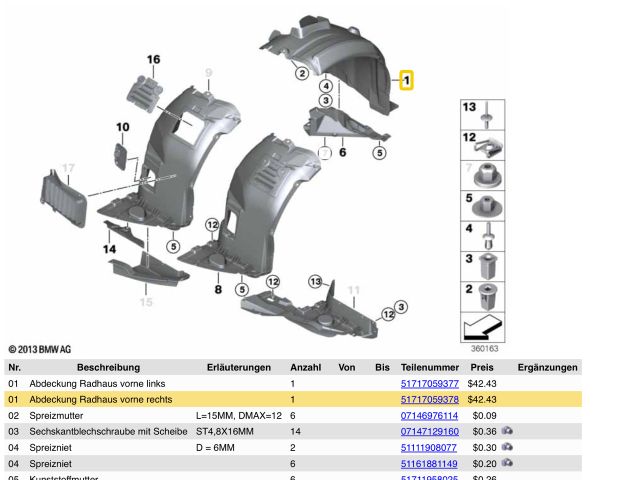 bontott BMW 3 E90 Jobb első Hátsó Dobbetét (Kerékjárati, Műanyag)