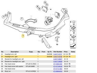bontott BMW 3 E90 Jobb Fényszóró Tartó