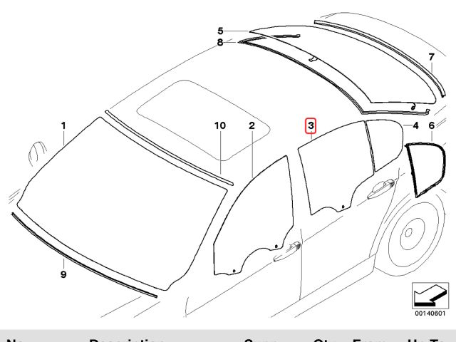 bontott BMW 3 E90 Jobb hátsó Ablak