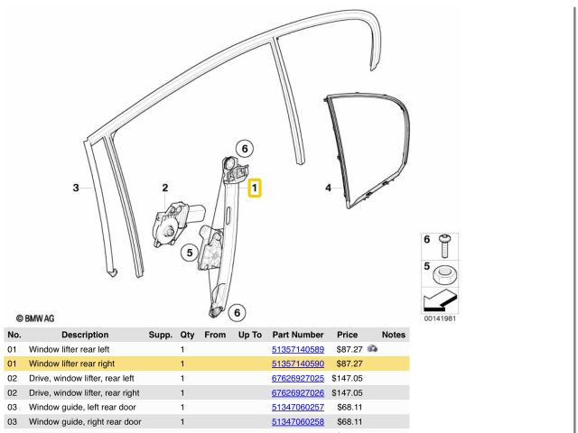 bontott BMW 3 E90 Jobb hátsó Ablakemelő Szerkezet (Elektromos)