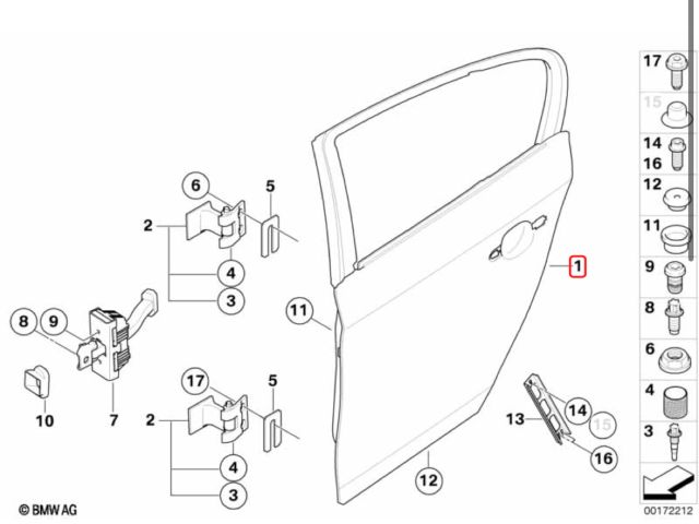 bontott BMW 3 E90 Jobb hátsó Ajtó (Üres lemez)