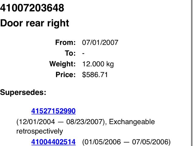 bontott BMW 3 E90 Jobb hátsó Ajtó (Üres lemez)