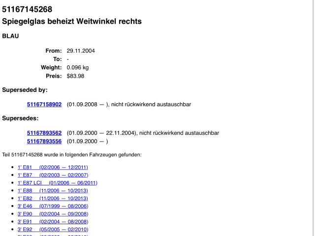 bontott BMW 3 E90 Jobb Tükörlap