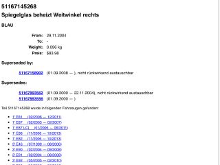 bontott BMW 3 E90 Jobb Tükörlap