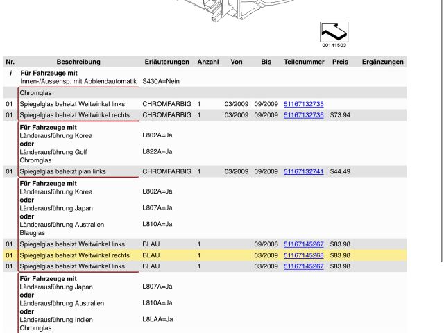 bontott BMW 3 E90 Jobb Tükörlap