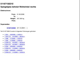 bontott BMW 3 E90 Jobb Tükörlap