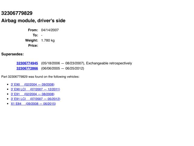 bontott BMW 3 E90 Kormánylégzsák