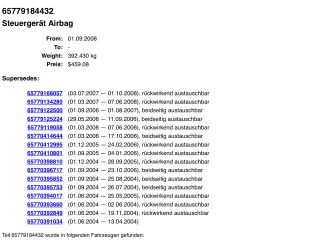 bontott BMW 3 E90 Légzsák Elektronika