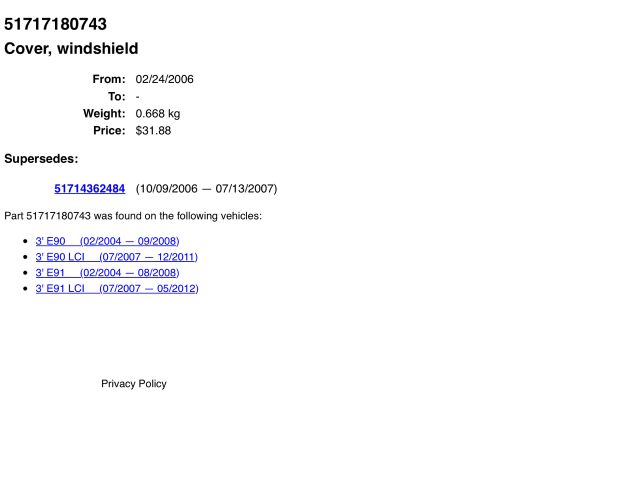 bontott BMW 3 E90 Levélrács