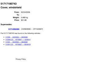 bontott BMW 3 E90 Levélrács