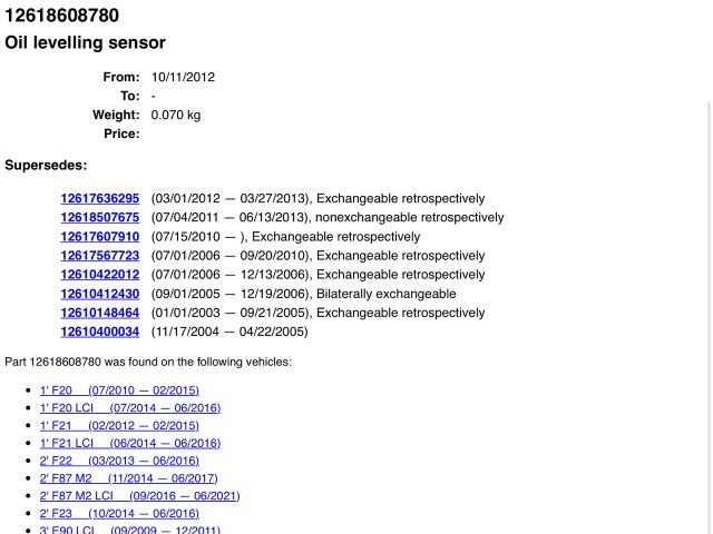 bontott BMW 3 E90 Olajszint Jeladó