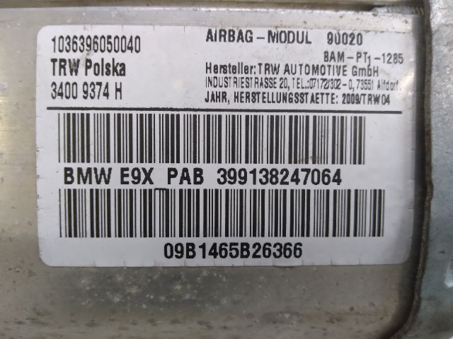 bontott BMW 3 E90 Utasoldali Légzsák