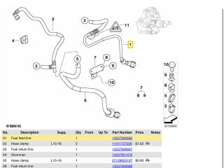 bontott BMW 3 E90 Üzemanyagcső