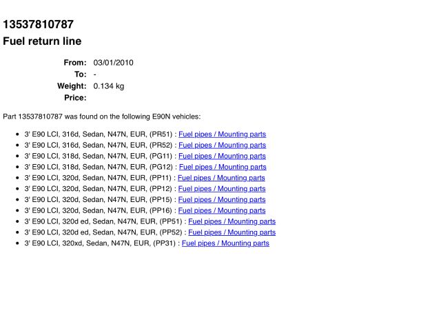 bontott BMW 3 E90 Üzemanyagcső