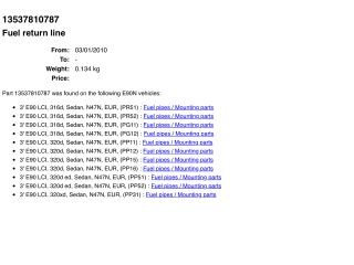 bontott BMW 3 E90 Üzemanyagcső