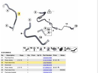 bontott BMW 3 E90 Üzemanyagcső
