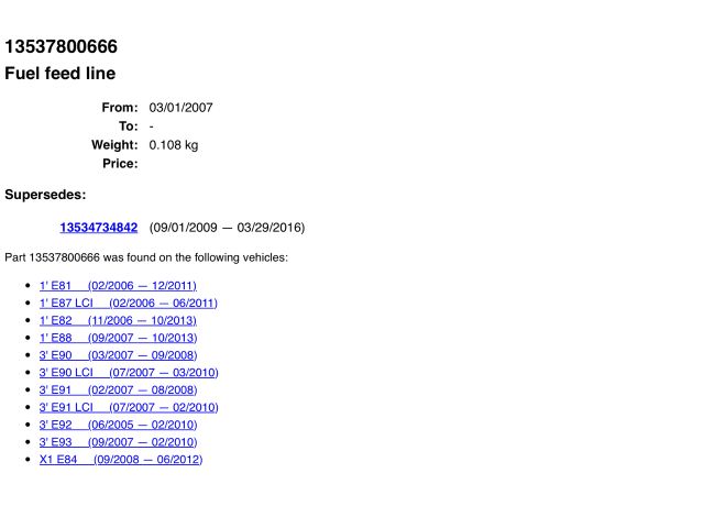 bontott BMW 3 E90 Üzemanyagcső