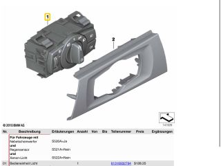 bontott BMW 3 E90 Világítás Kapcsoló