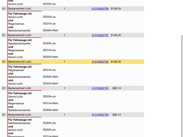bontott BMW 3 E90 Világítás Kapcsoló